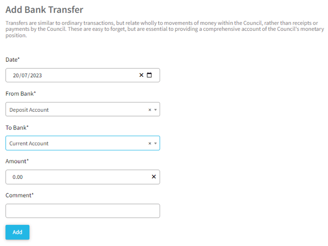 Add Bank Transfer