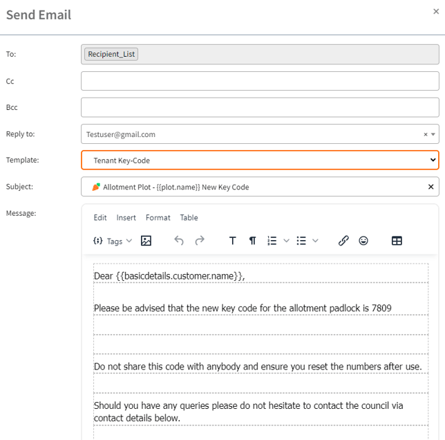 Choose Email Template