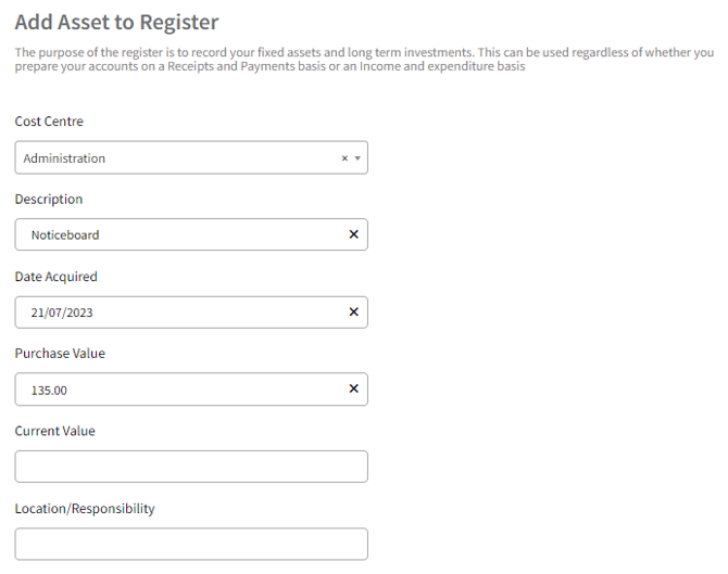Add Asset To Register