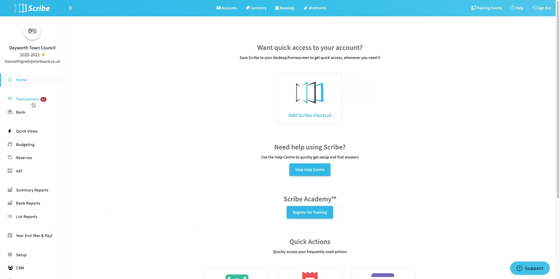 Quick View within Scribe Accounts