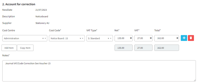 Account For Correction